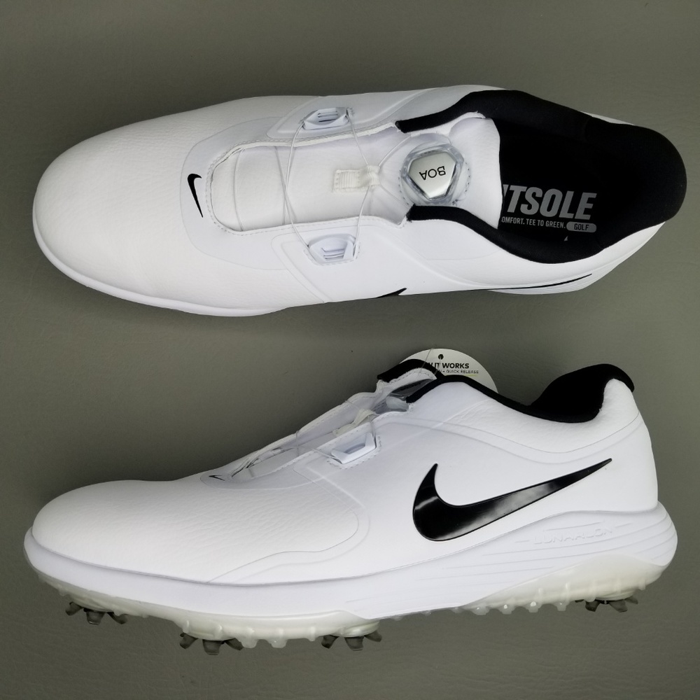 Nike Vapor Pro BOA Mens Soft Spike Golf Shoe White - Picture 2 of 8